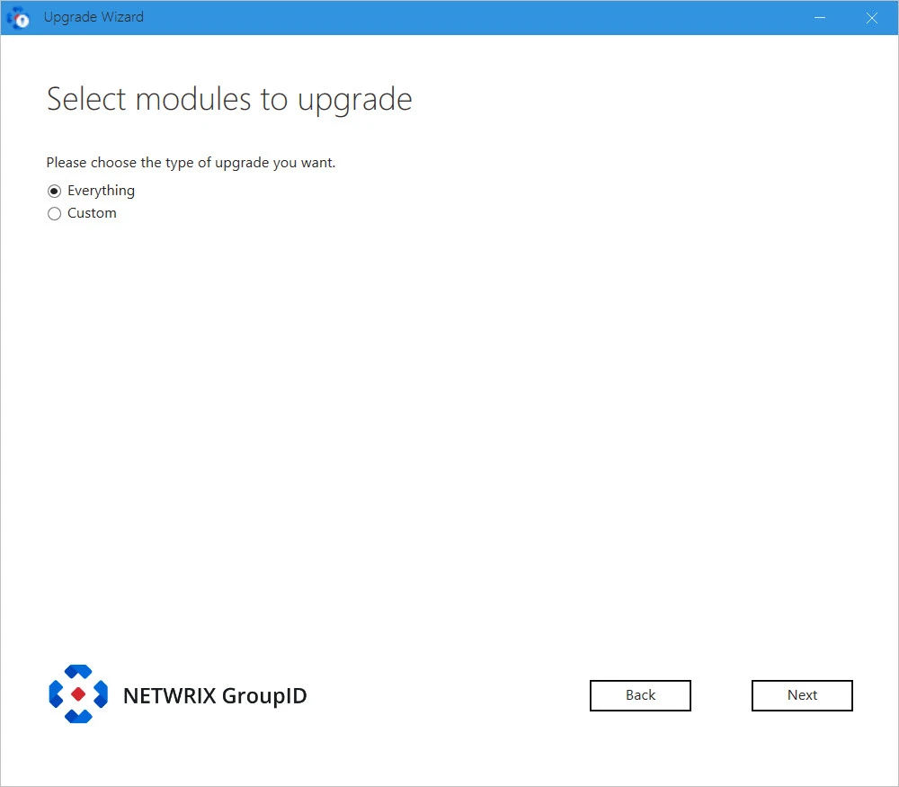 Select modules to upgrade