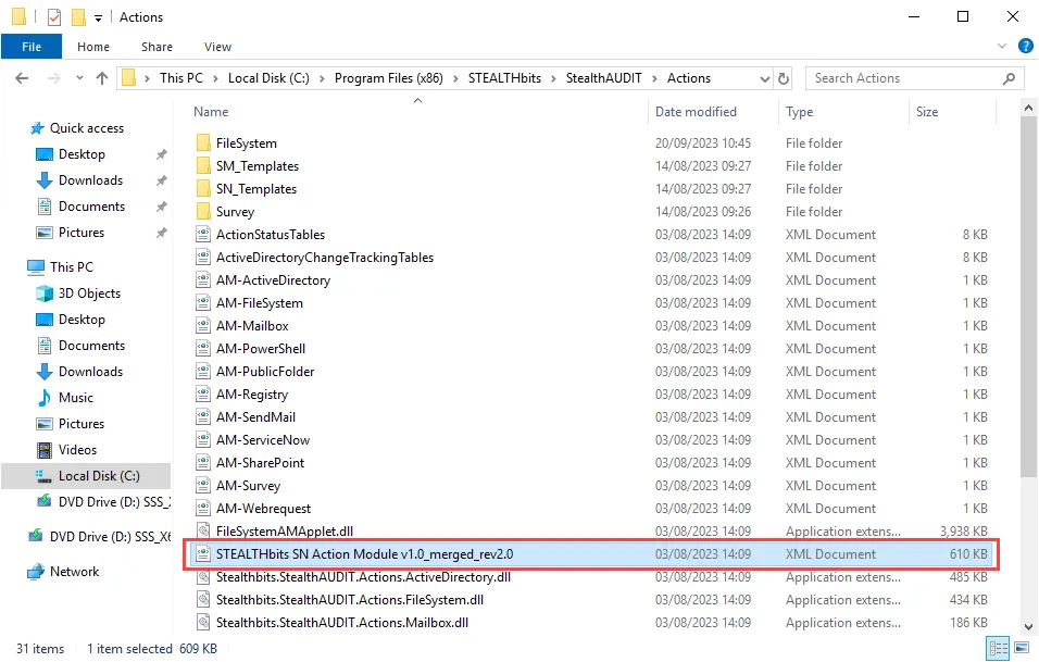 ServiceNow Action Module XML file in Windows file explorer