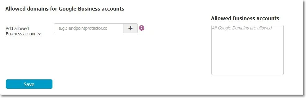 Allowed domains for Google Business accounts