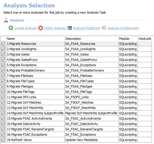 Analysis Selection