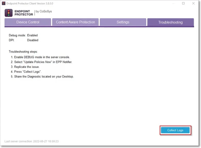 Netwrix Endpoint Protector Client Debug Mode