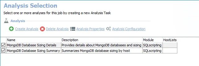 Analysis Selection