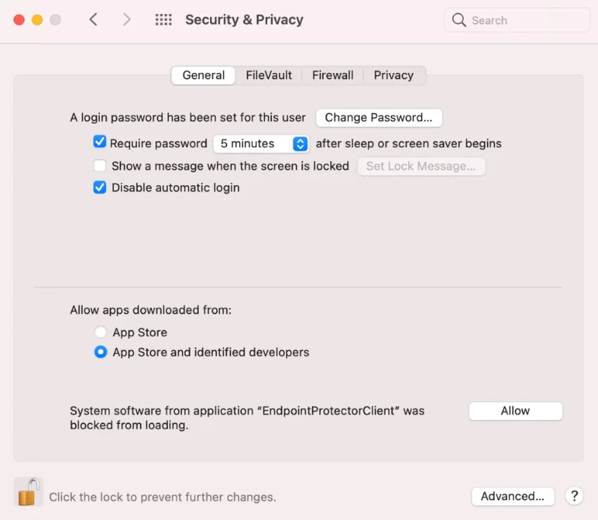 Security and private settings on Mac
