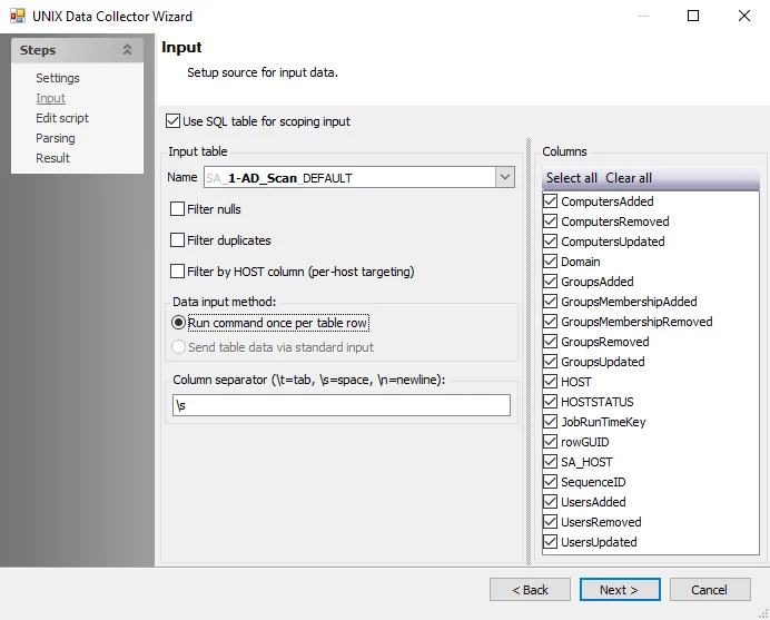 Change Detection Data Analysis Module wizard Input Data Source page