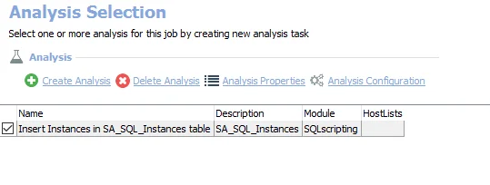 Analysis Selection