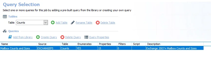 Queries for the EX_MBSize Job