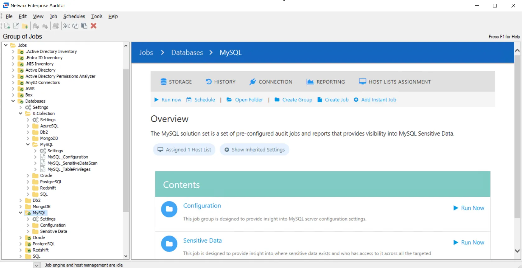 MySQL Job Group Overview
