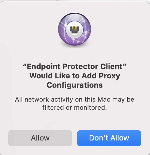 Proxy Conﬁguration pop-up window