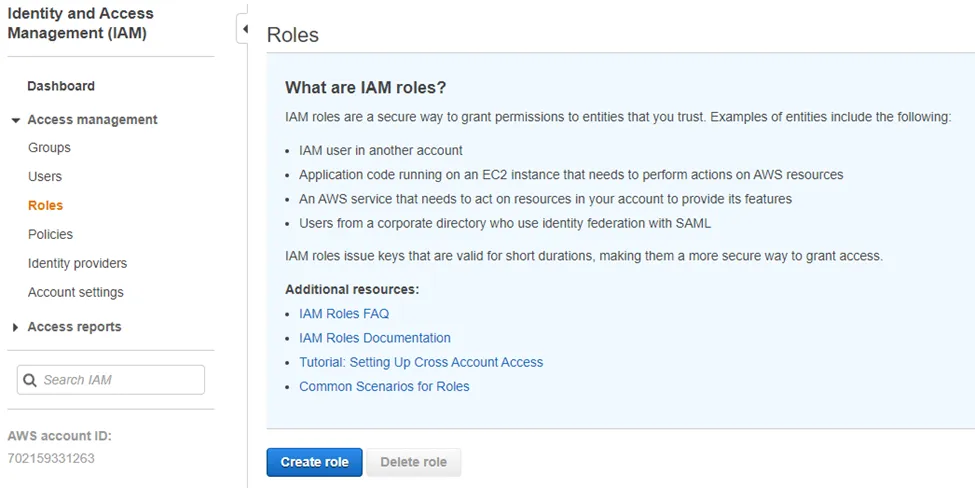 Users and Roles page