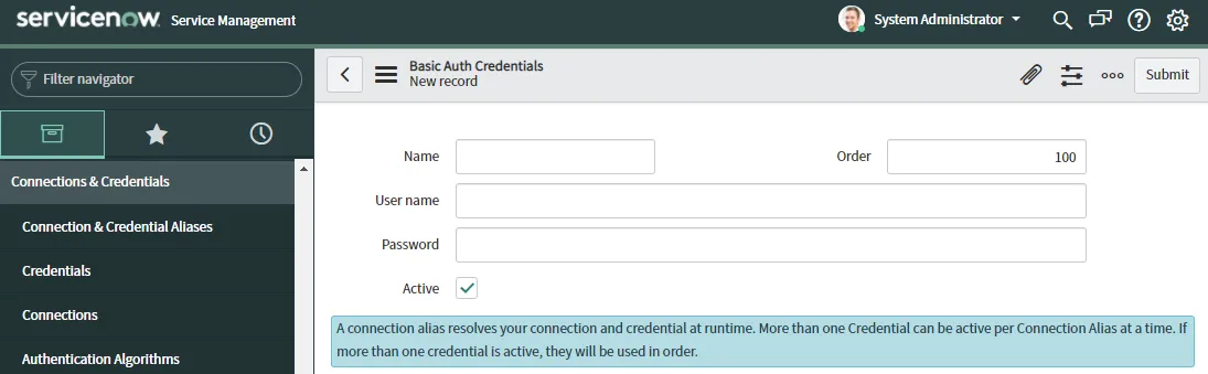 Create a Credentials Record