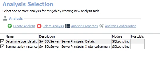 Analysis Selection